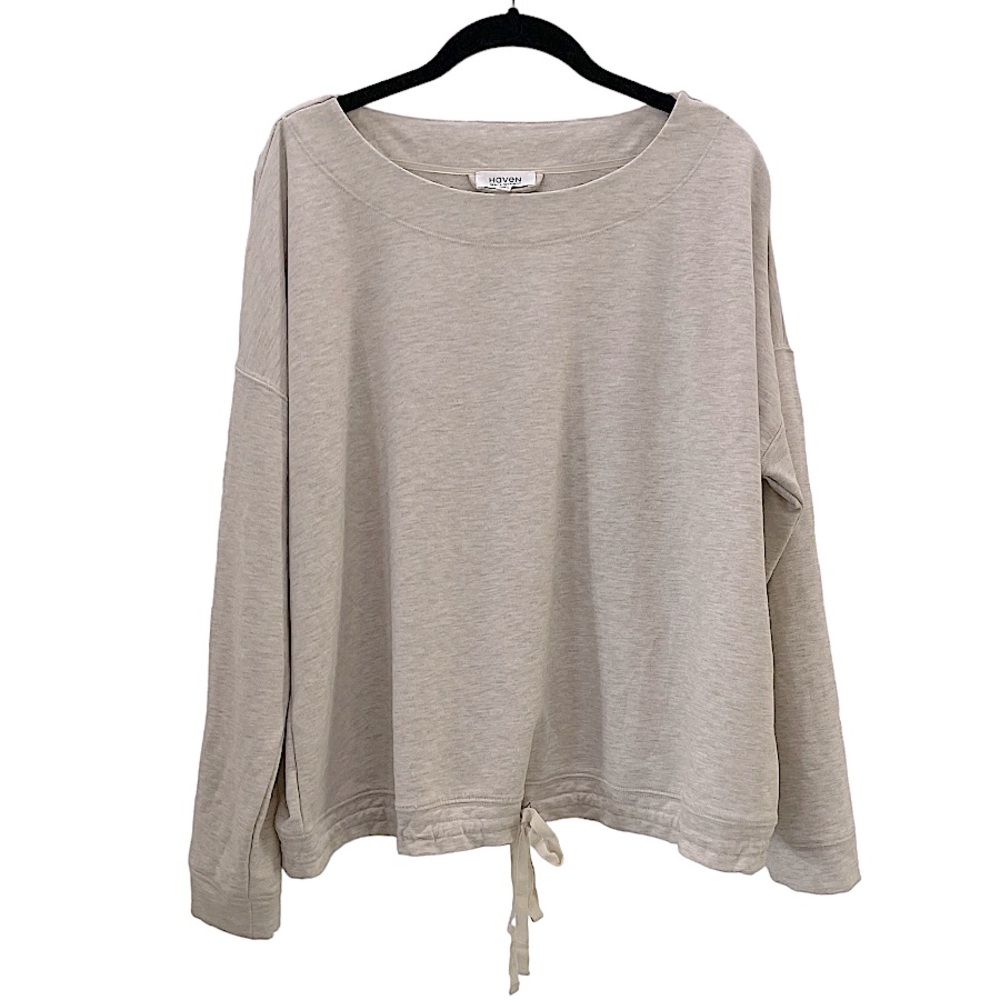 Haven Well Within‎ Oatmeal Crewneck Sweatshirt with Drawstring Waist L